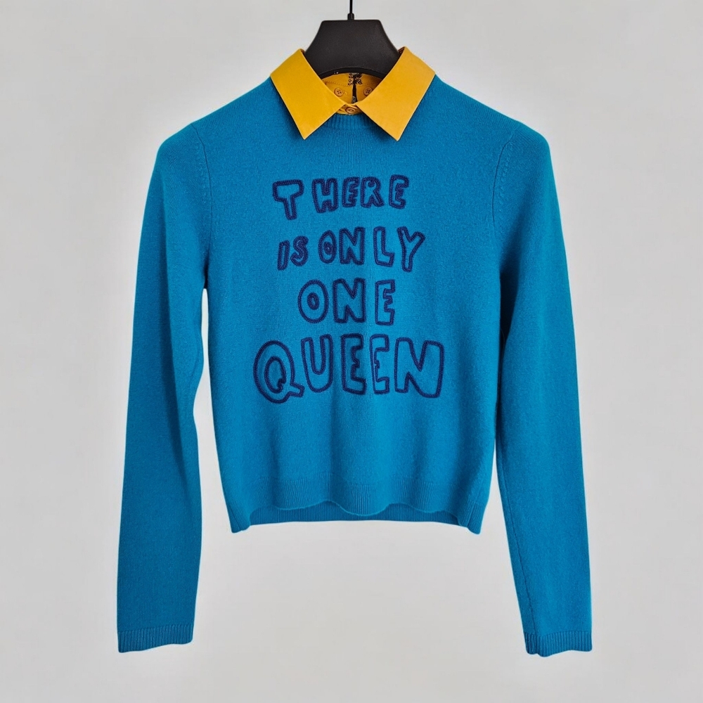 Alice + Olivia “Dia” Embroidered Cashmere Sweater – Size SP